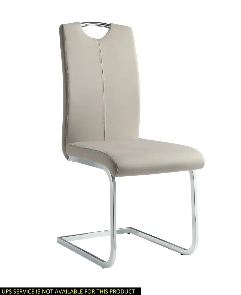 One---kind Style Chrome Metal Finish Side Chairs 2Pc Set Gray Taupe Faux Leather kanepe