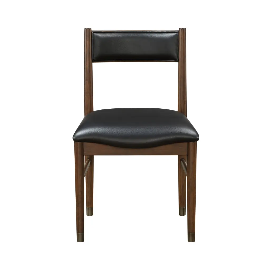 Set 2 Black Leather Upholstered Side Chairs Modern Contemporary Design kanepe