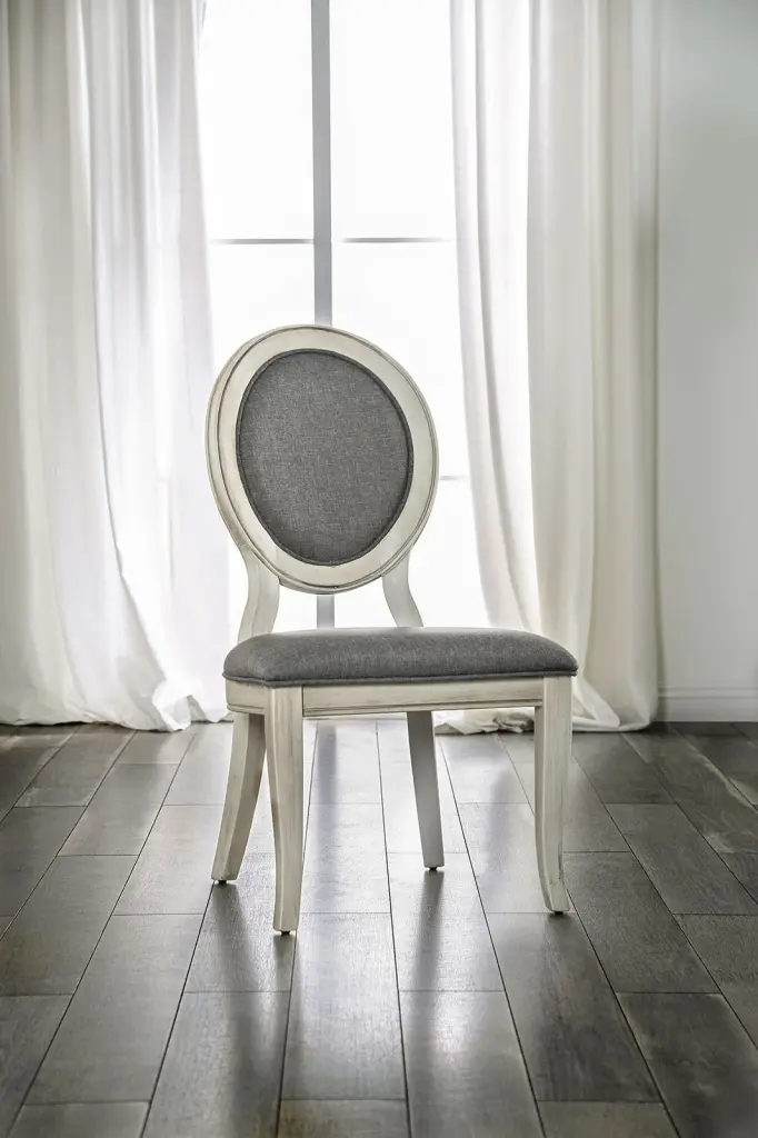 Transitional Antique White And Gray Side Chairs Set 2 Chairs Dining Room Furniture kanepe