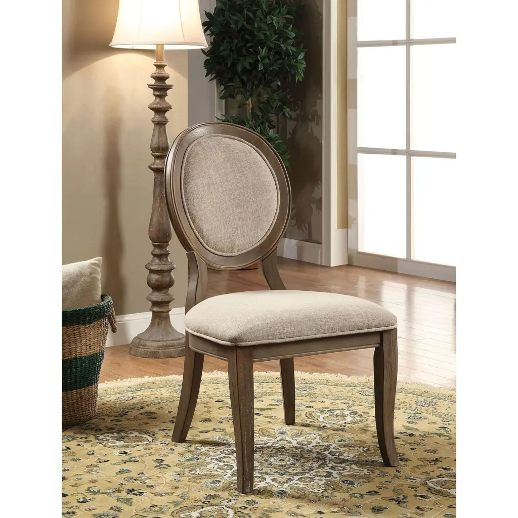 Transitional Rustic Oak And Beige Side Chairs Set 2 Chairs Dining Room Chairs kanepe