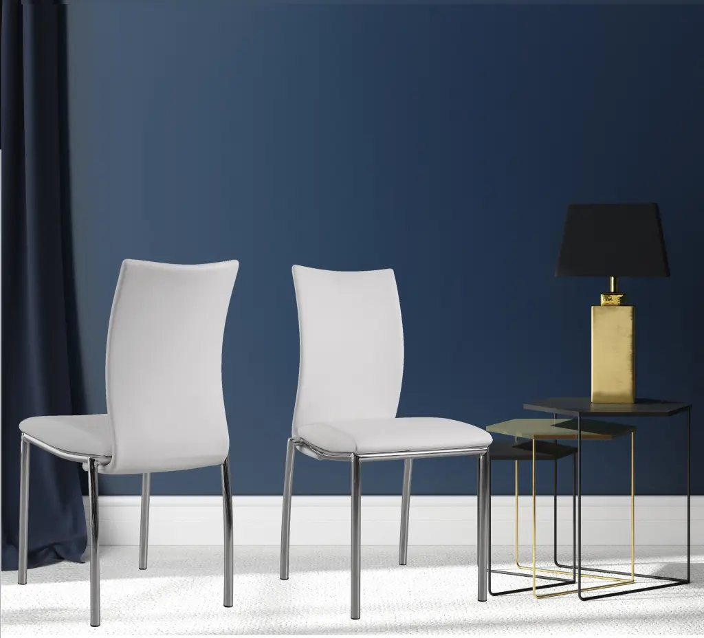 Contemporary Modern Faux Leather Side Chair White Set 4 new spec furniture