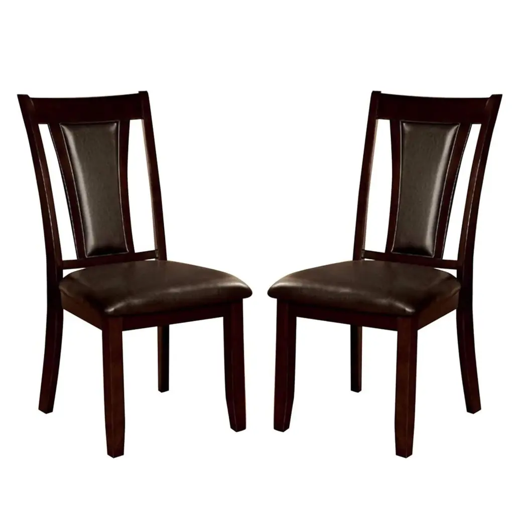 Set 2 Padded Espresso Side Chairs Dark Cherry Finish Solid Cherry simple relax