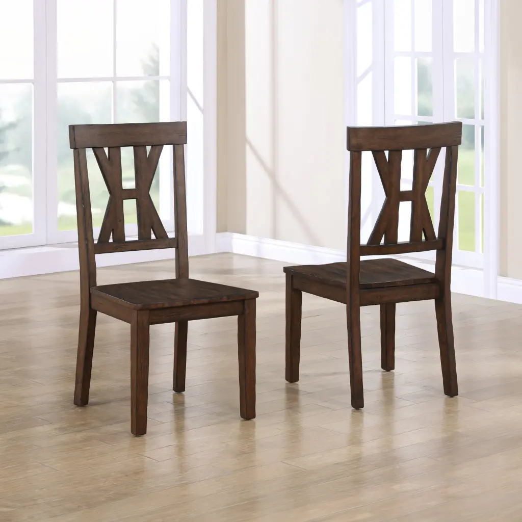 Auburn Side Chair Set 2 Dark Brown Wood steve silver furniture
