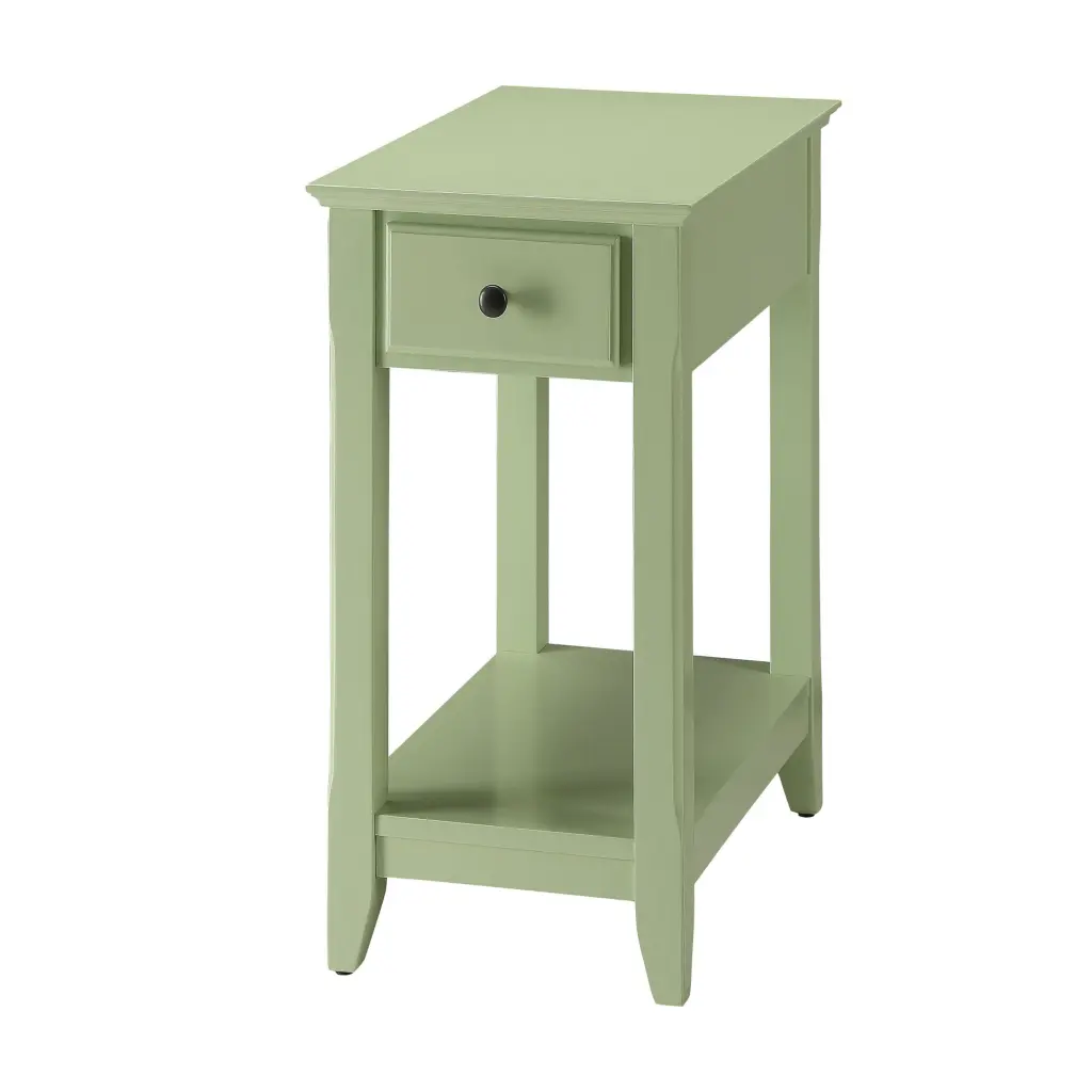 Light Green Accent Table Bottom Shelf Farmhouse Living Room Side Table furniture max