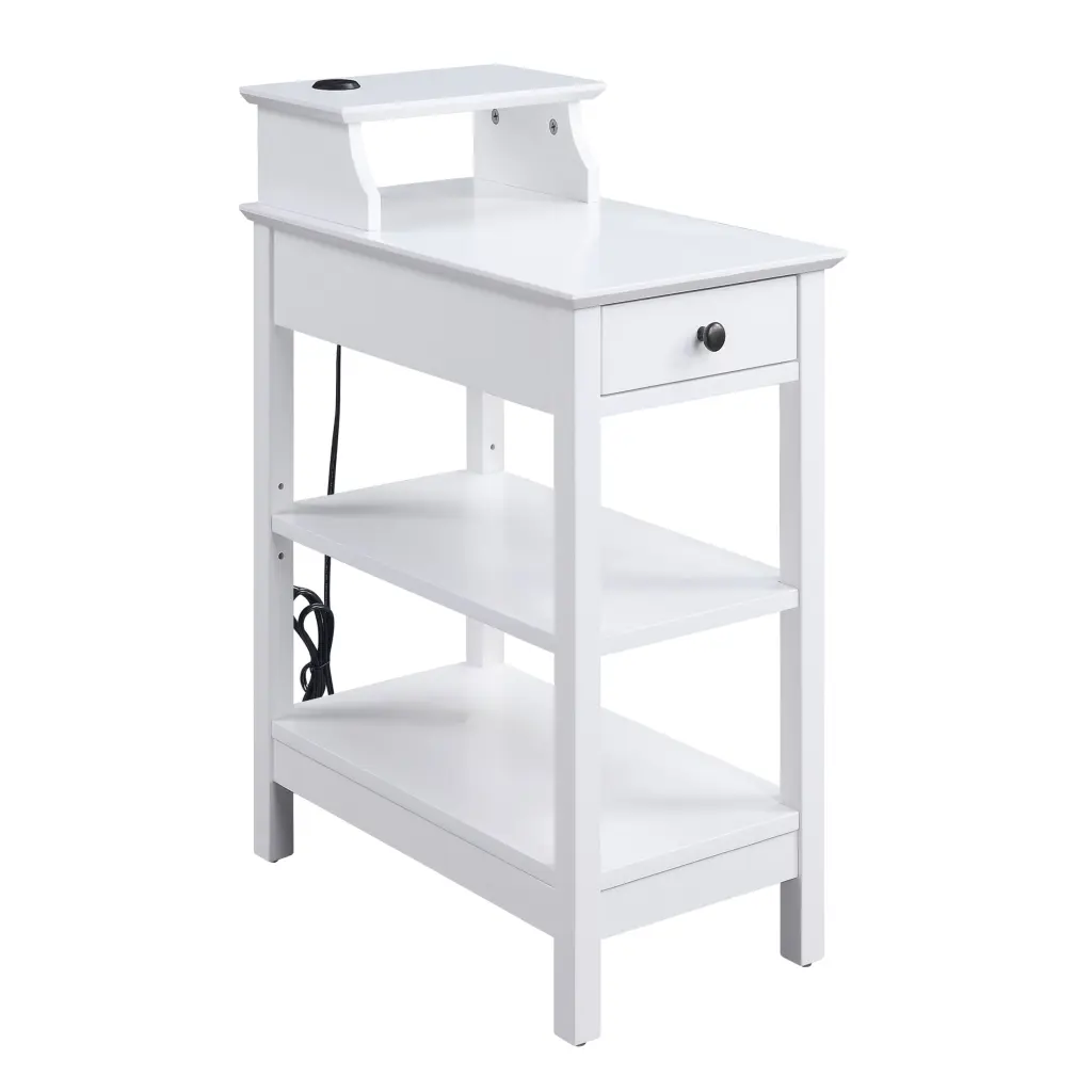 White 3 Shelf Side Table USB Charging Dock White Primary Living furniture max
