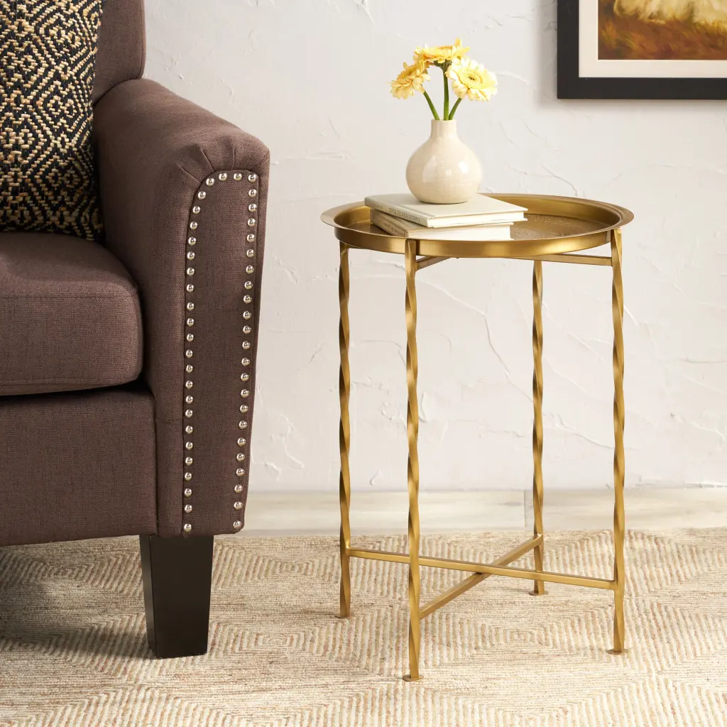 CB Tray Table Gold Iron Side Table nh-cloudhouse
