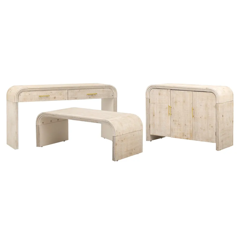 Retro Minimalist Curved Sideboard Gold Handles And Adjustable Dividers rnb