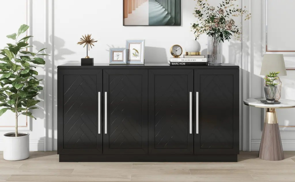 Sideboard 4 Doors Large Storage Space Buffet Cabinet Adjustable rnb