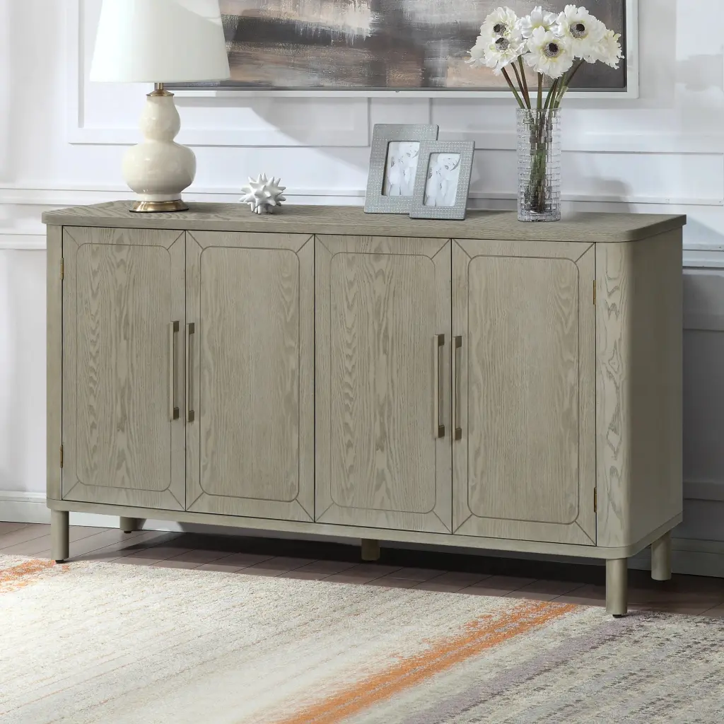 60 Inch Rounded Design Sideboard Tablet Storage zrun furniture