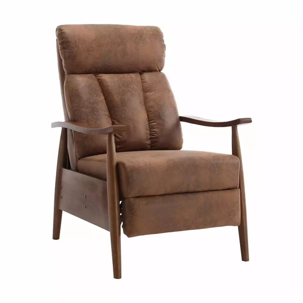 Single Recliner Sofa Chair Thick Cushion and Lumbar Support Wood Frame Kojooin