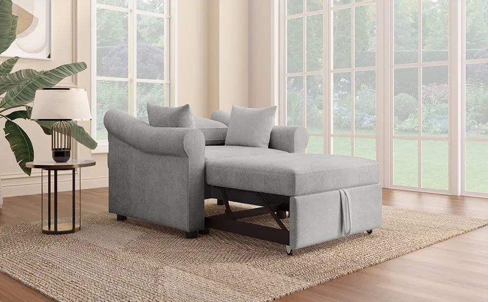 Chenille Convertible Sleeper Chair Adjustable Backrest 3 1 bed best