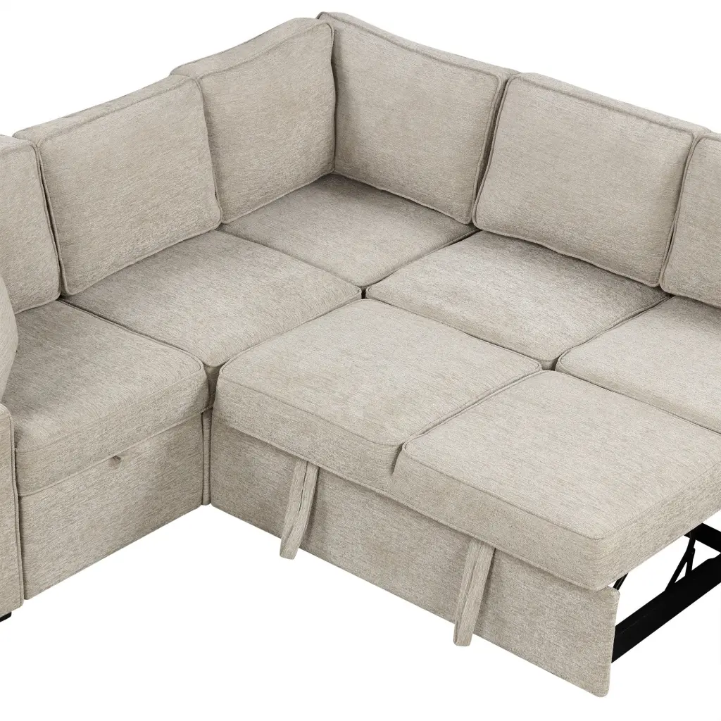 126 Inch L Shaped Sectional Sofa Couch Pull Out Sofa Bed Charging oris fur.