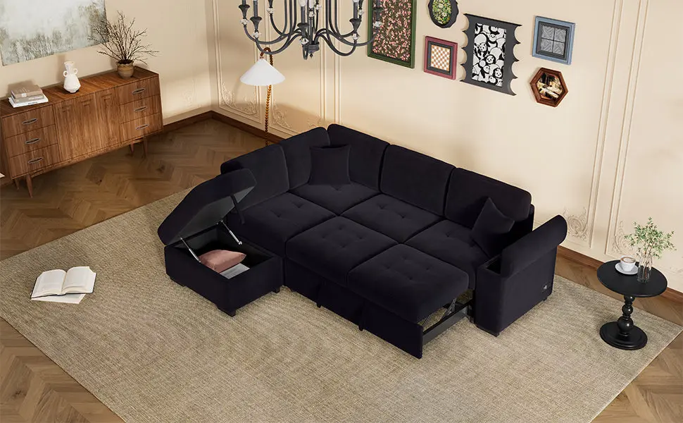 Sleeper Sectional Sofa L Influence Corner Couch Sofa Bed Storage Ottoman rnb