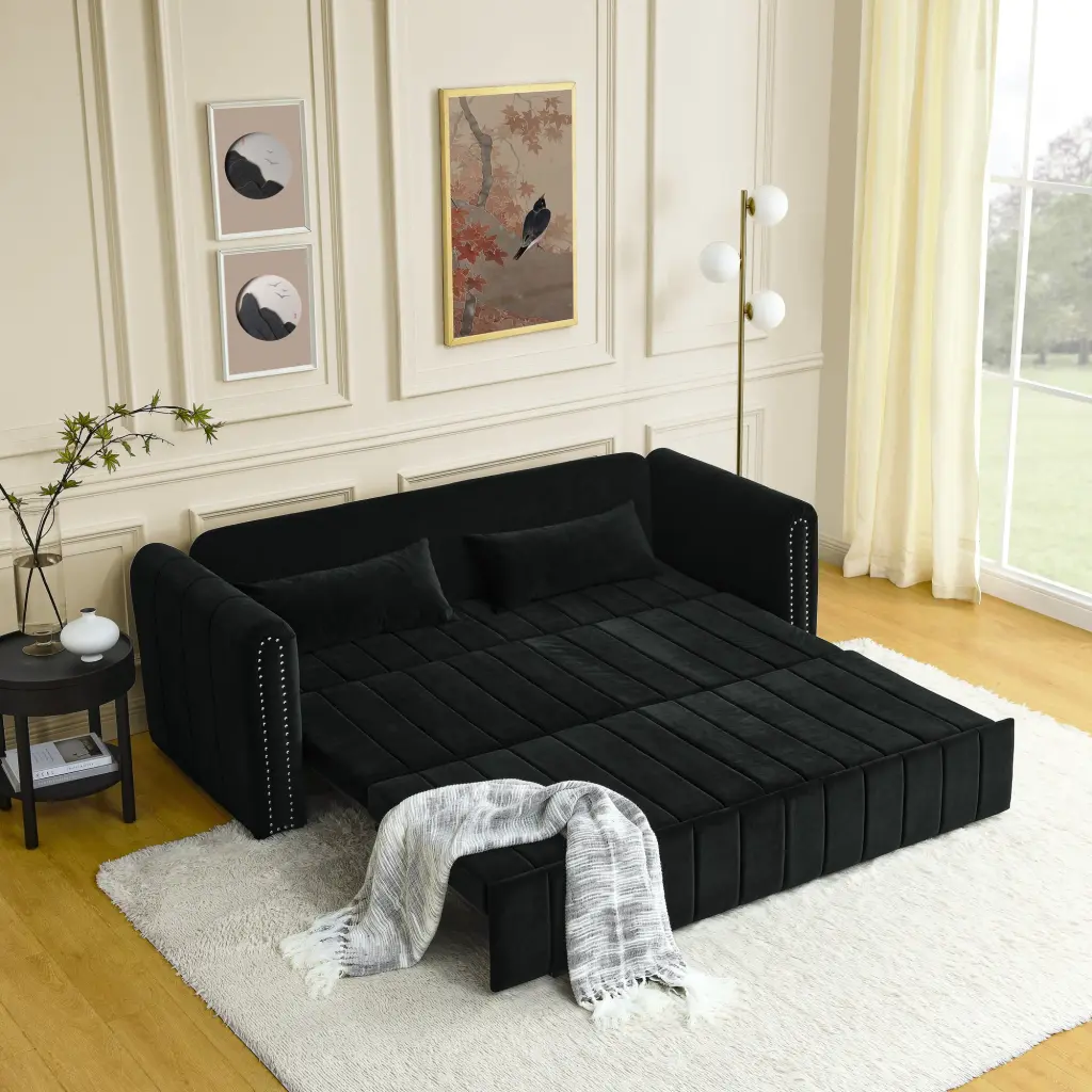 3 1 Pull Out Bed Sleeper Modern Upholstered 3 Seater Lounge Sofa Bed chuangyuan smart home