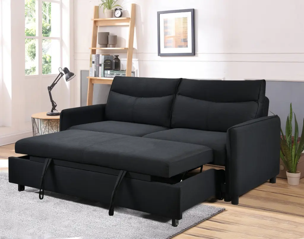 3 1 Convertible Sleeper Sofa Bed Modern Fabric Loveseat Futon Sofa happy home