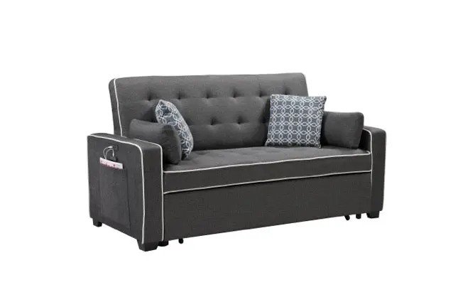 Cody 70 Inch Modern Gray Fabric Sleeper Sofa USB Charging Ports lilola home