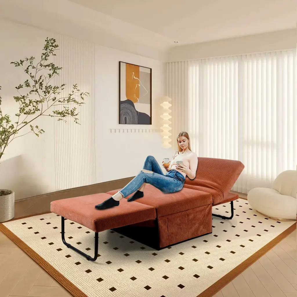 Modern Corduroy Sofa Bed Couch Chair Sleeper Bed Small Lounge Sofa mxi