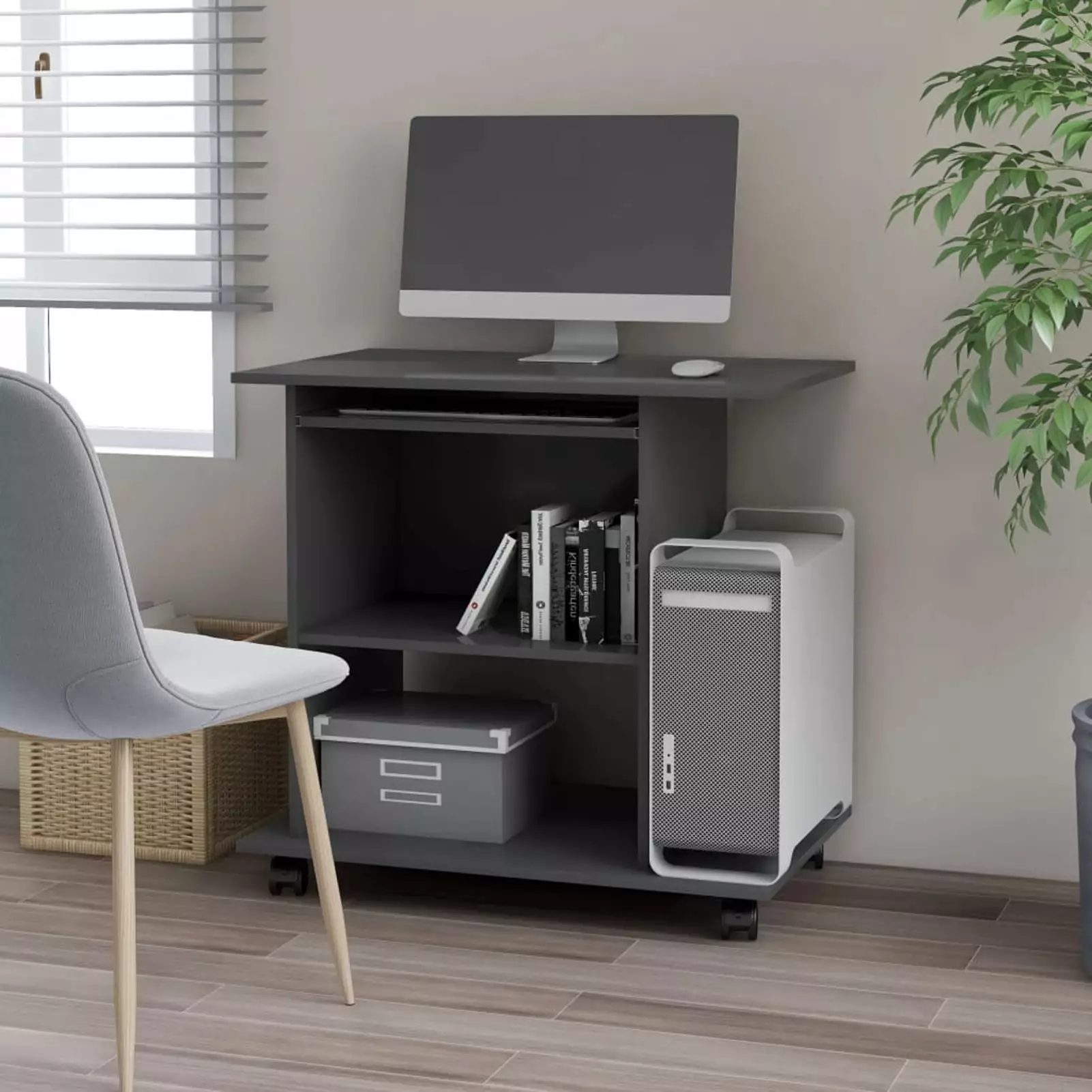 Andoer Computer Office Desk - Small Wooden CPU Tower Table 31.5x19.7 Inches