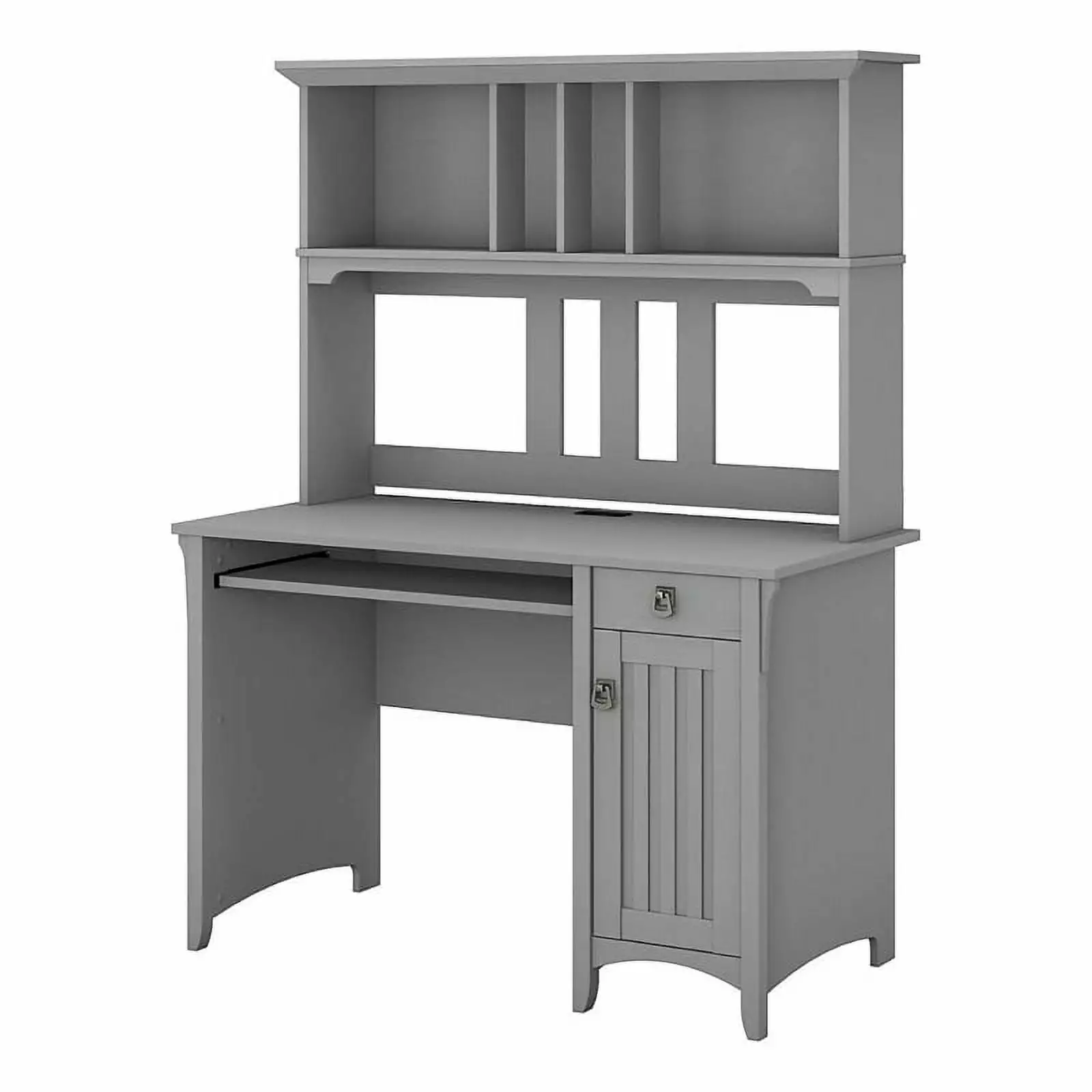 Atlin Designs Contemporary Engineered Wood Small Computer Desk Hutch Gray