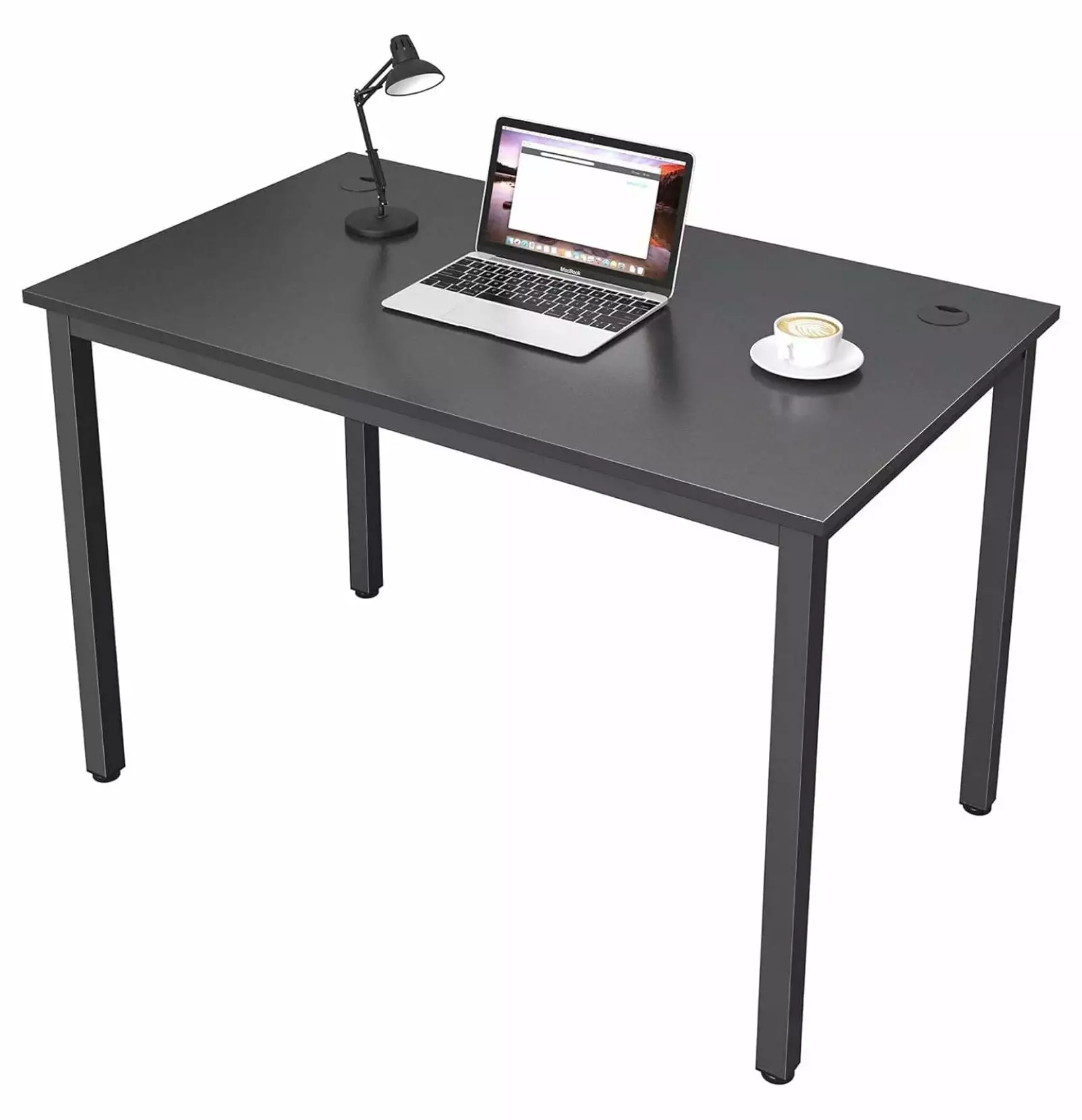 Drevy Study Computer Desk 39 Inch Home Office Small Writing Desk Metal Frame Black
