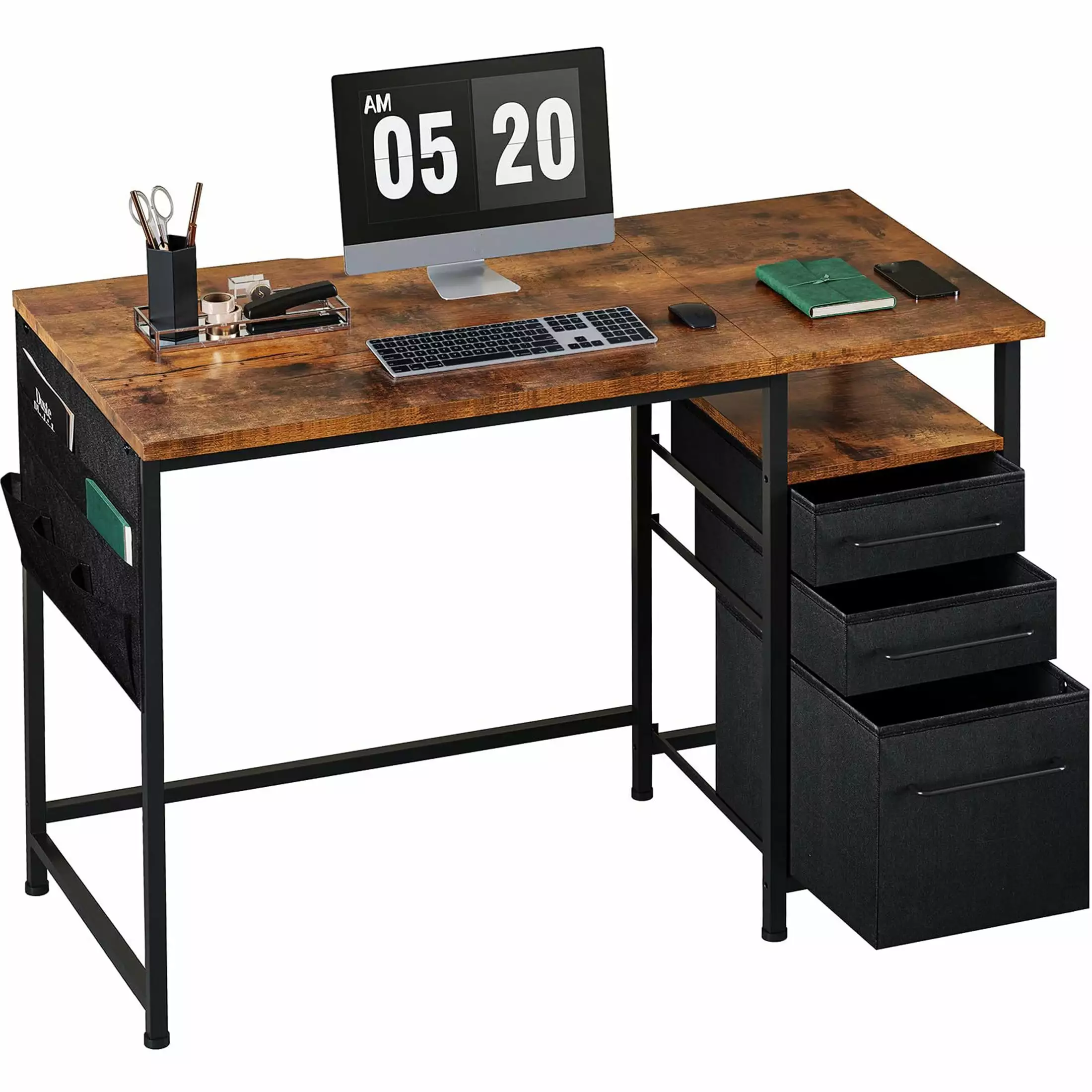 WM Small Desk Drawers 40-inch Computer Desk Hutch and Storage Cabinets FHWM-C