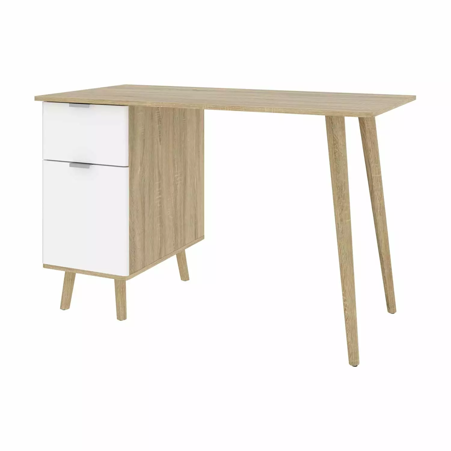 Bestar Procyon 48W Small Computer Desk Modern Oak UV White Home Office