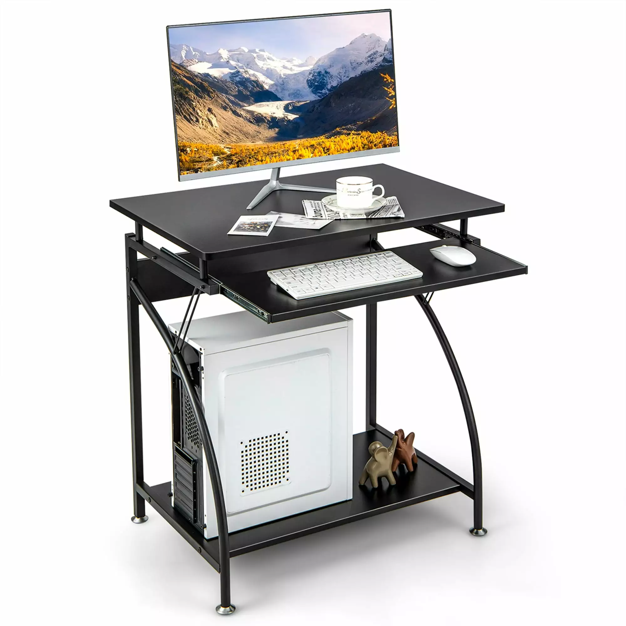 Costway 27.5 Laptop Table Computer Desk Small Spaces Pull-out Keyboard Tray