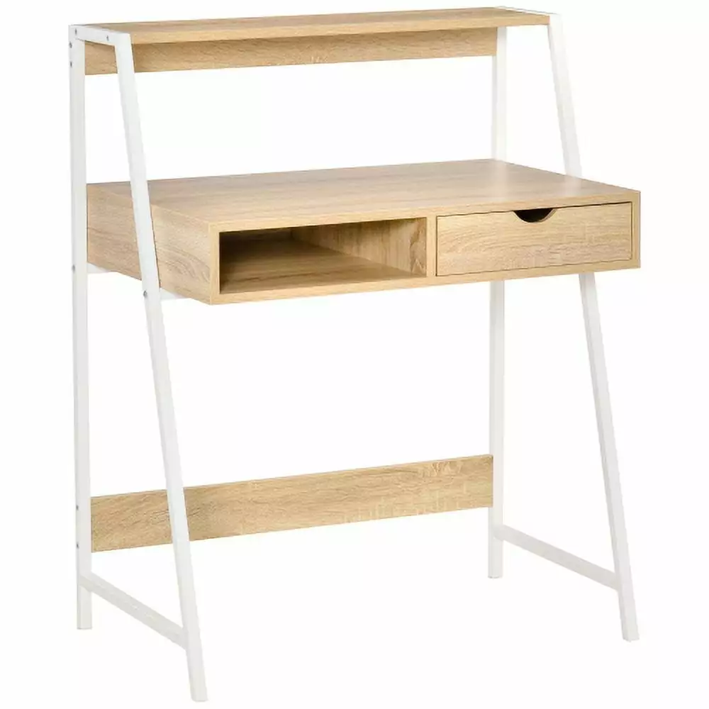 Home Office Desk Computer Desk Small Spaces Drawer and Storage Shelves Natural Finish Hypeshops
