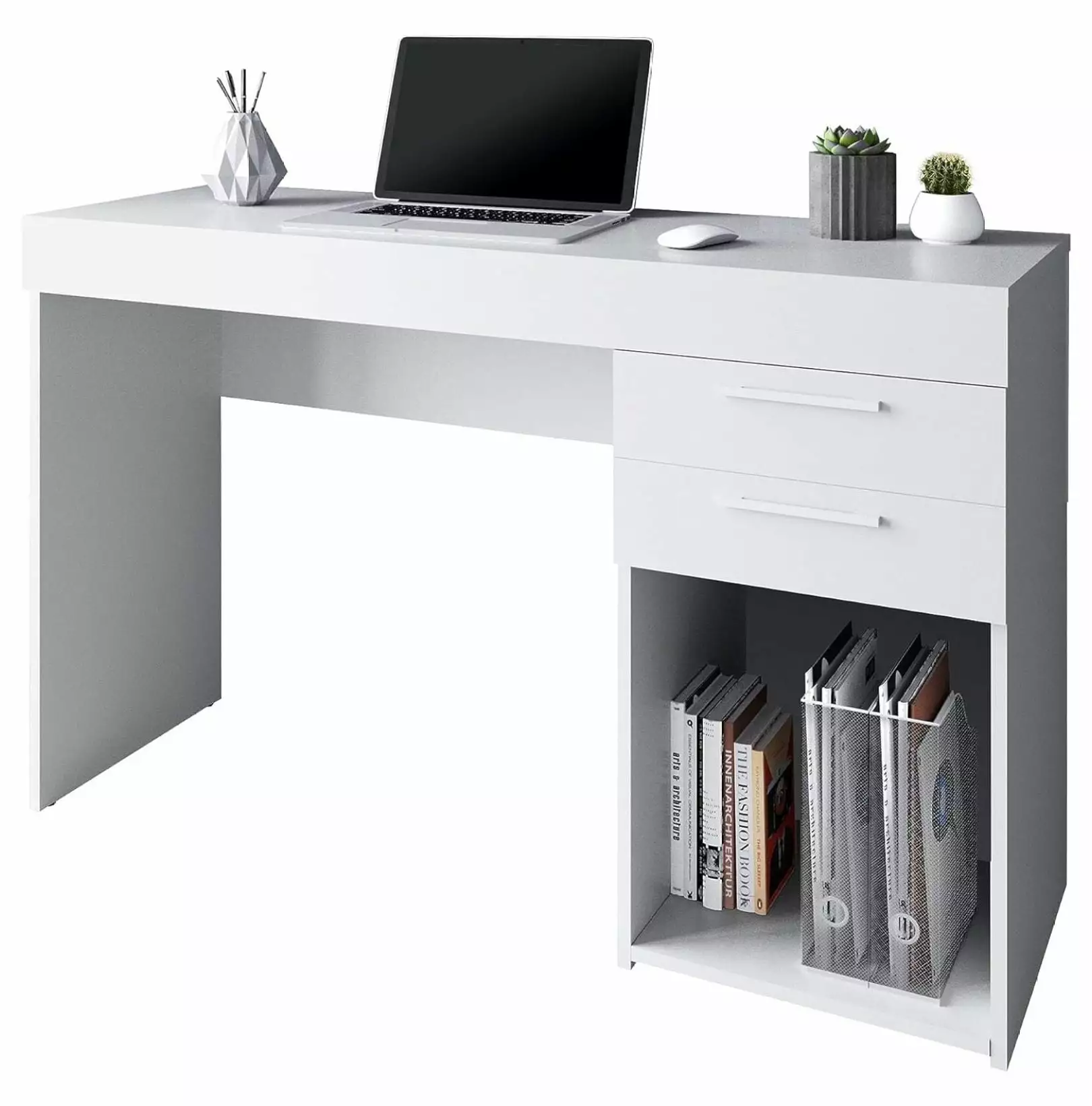 LeCeleBee Computer Desk Home Office or Bedroom - Compact Writing Desk Storage Drawers Small Spaces