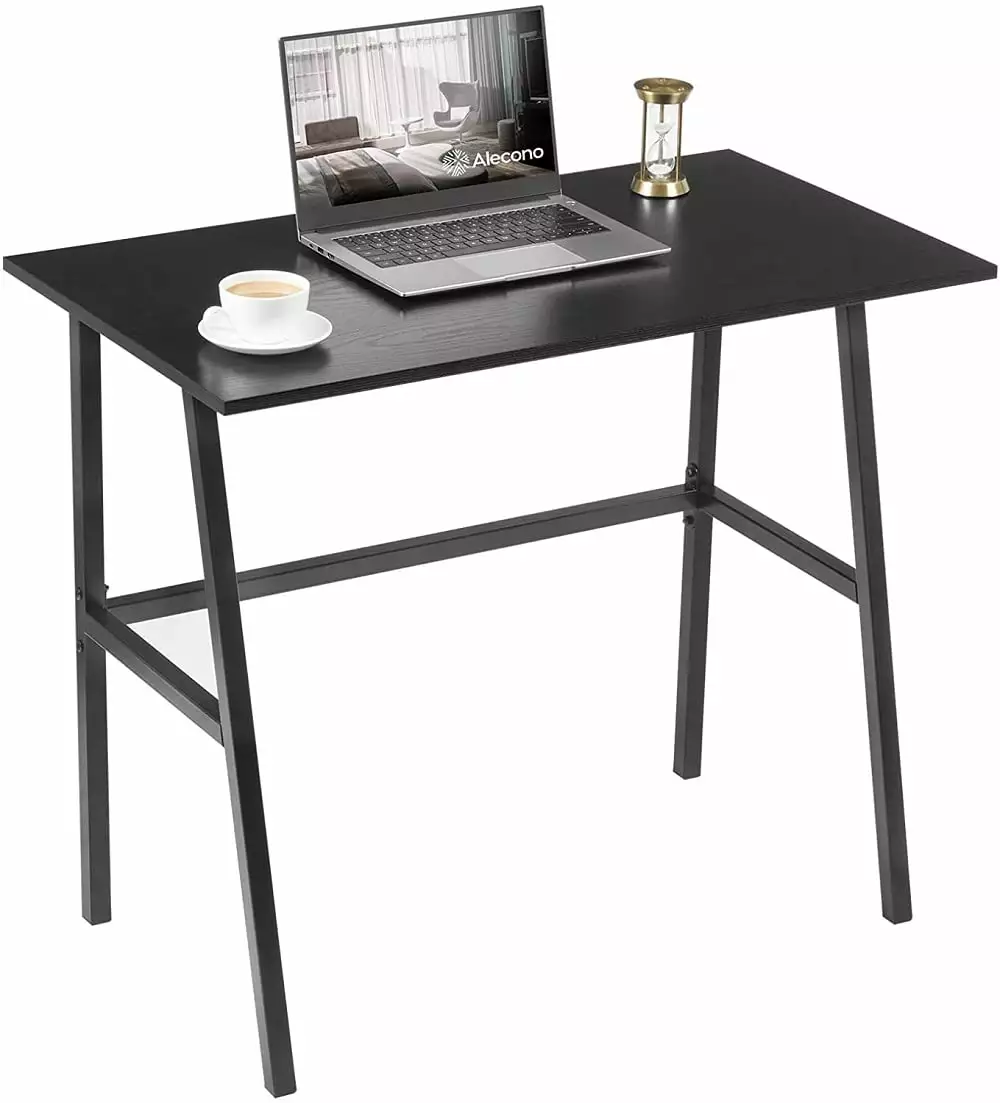 Modern Small Black Metal Frame Computer Desk Small Space Home Office Solutions Mattress Furniture Supply LLC