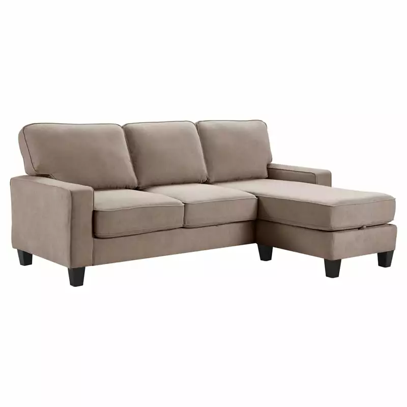 Serta Palisades 86 Reversible Small Space Sectional Sofa Storage Ottoman Tan