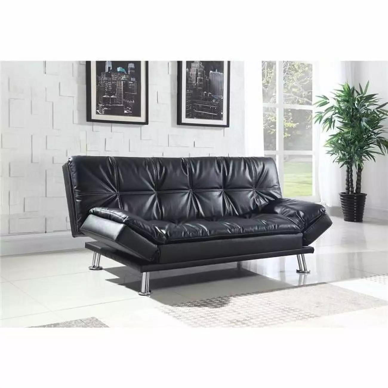 Benzara BM158154 17.5 x 73 x 46 Modern Styled Comfortable Sofa Bed Black