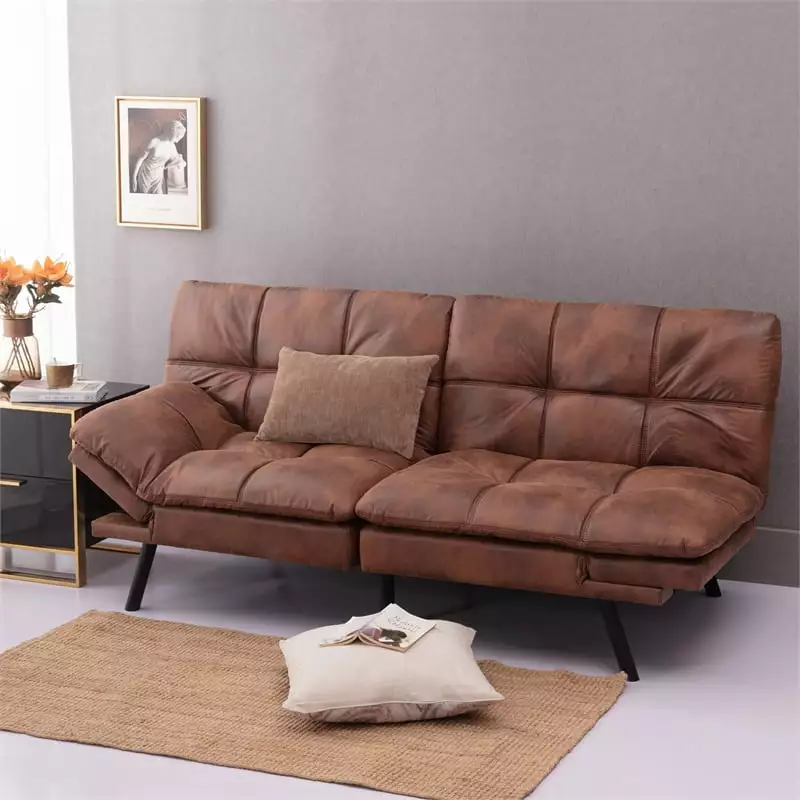CRO Decor Convertible Memory Sponge Modern Folding Sofa Bed - Brown