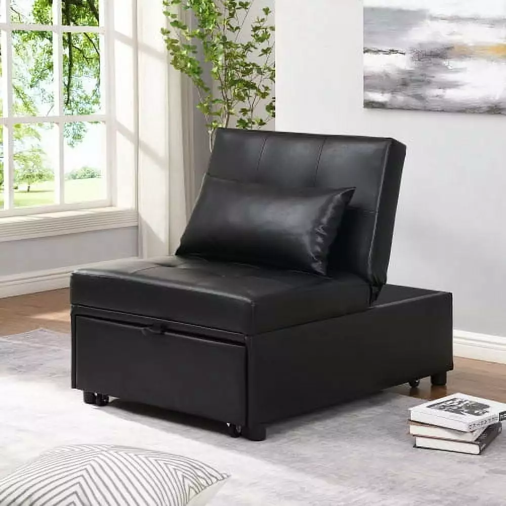 Goldmeet Folding Ottoman Sofa Bed Black Space Saving Sleeper Furniture