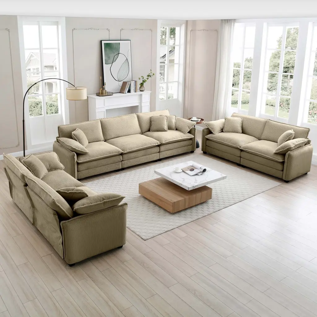 Modern Living Room Sofa 3 Pieces Set Two 2 Seater Sofas And One 3 Seater ui furniture