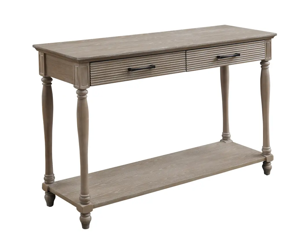 Weathered Oak 2 Drawer Sofa Table Shelf Oak Living Space furniture max