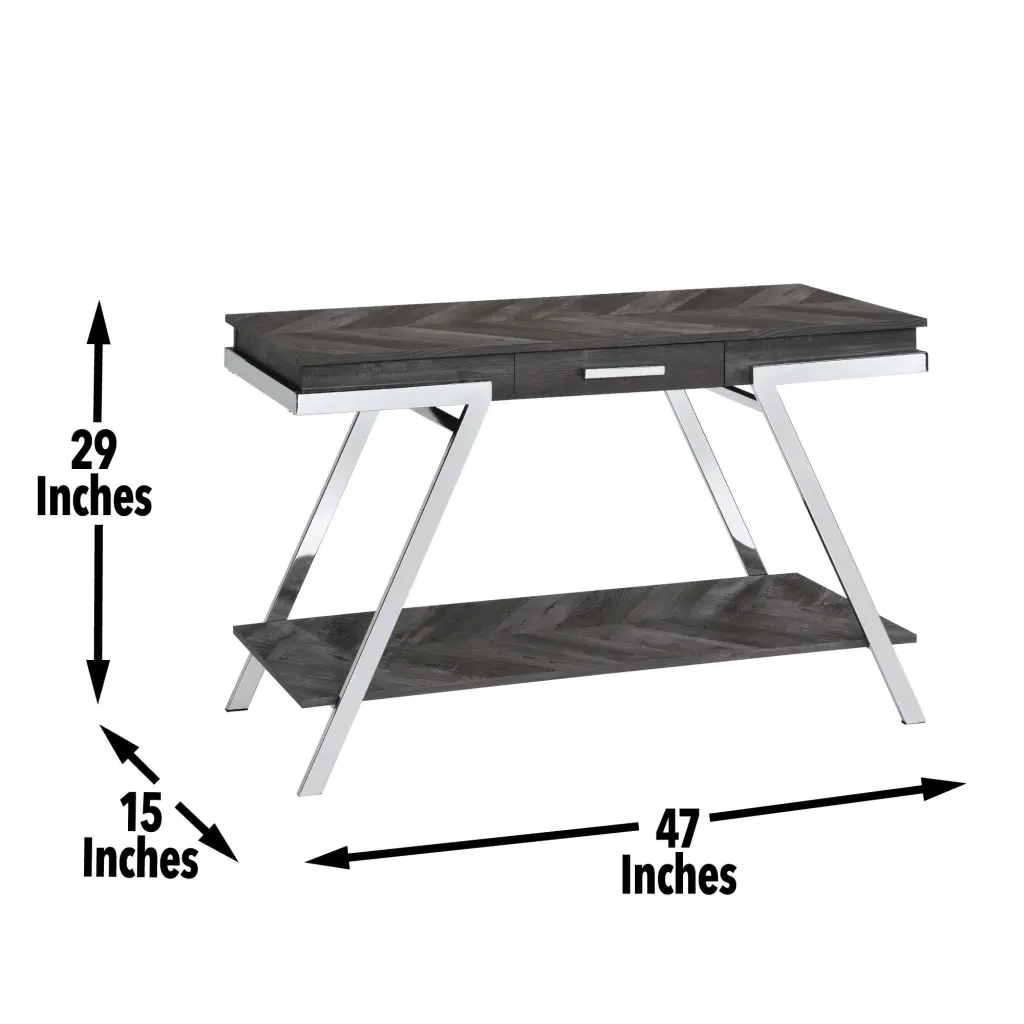 Roma Sofa Table Gray Iron Finish Living Room Decor steve silver furniture