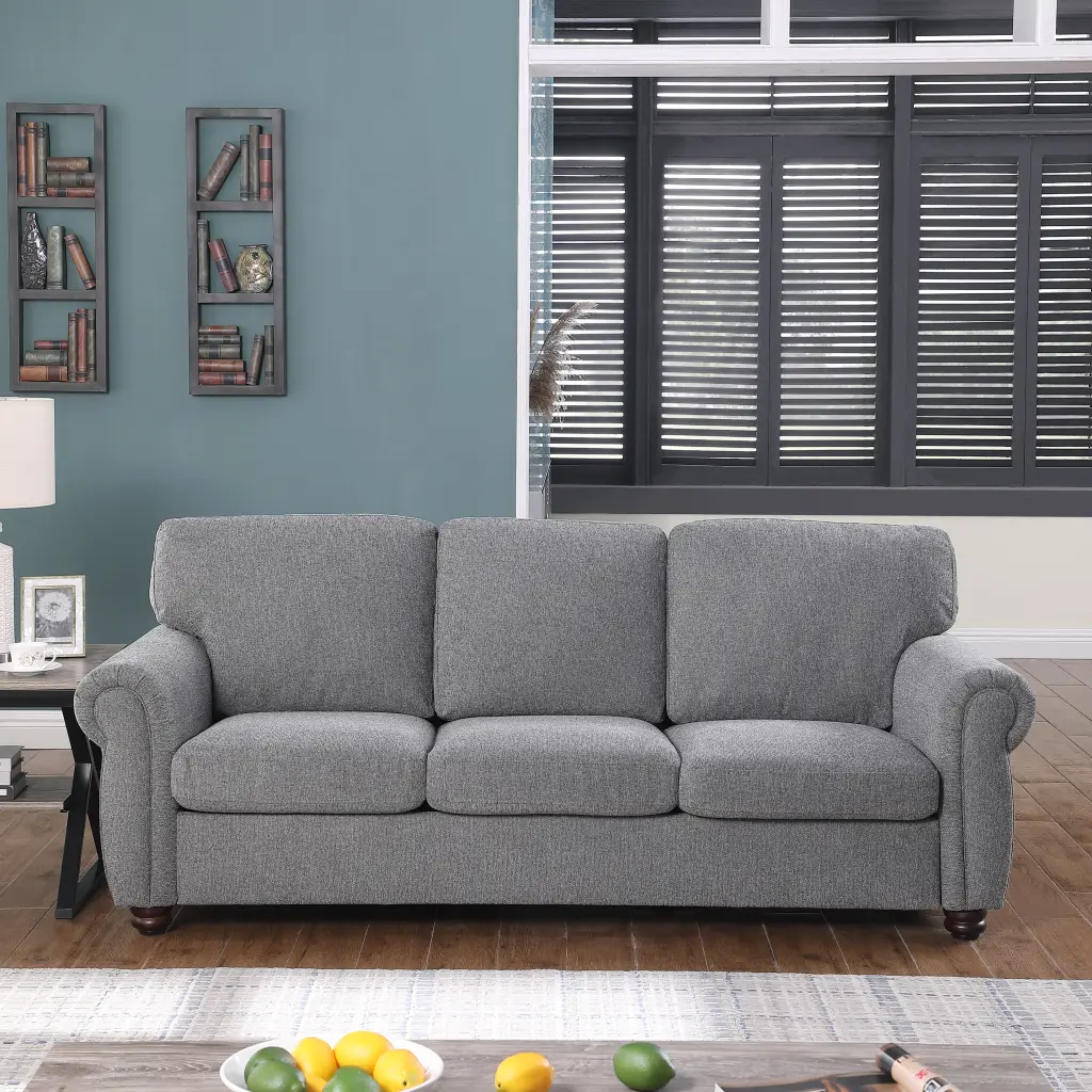 9552 Dark Grey 3-Seater Chenille Sofa homarni furnishings inc.---w1869