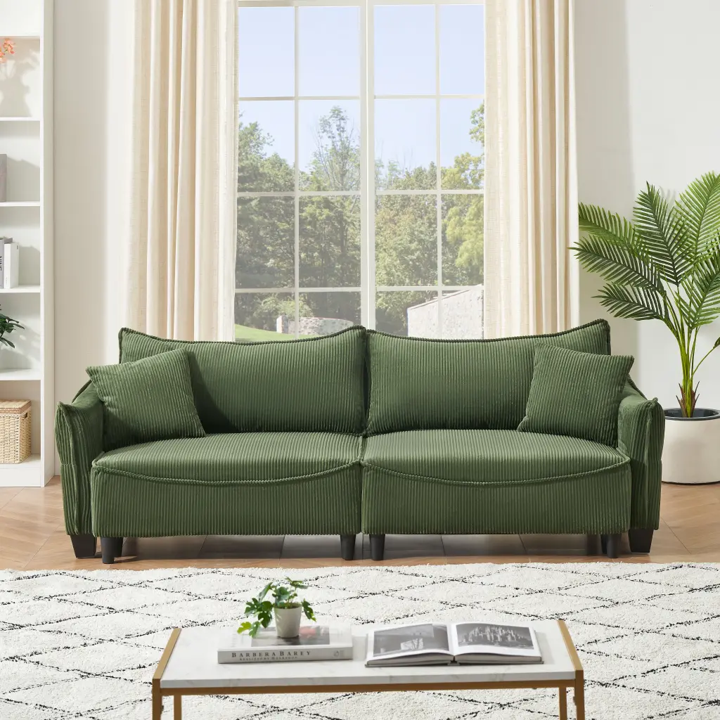 Green Corduroy Fabric Sofa Bed Convertible Living Room ylf fff