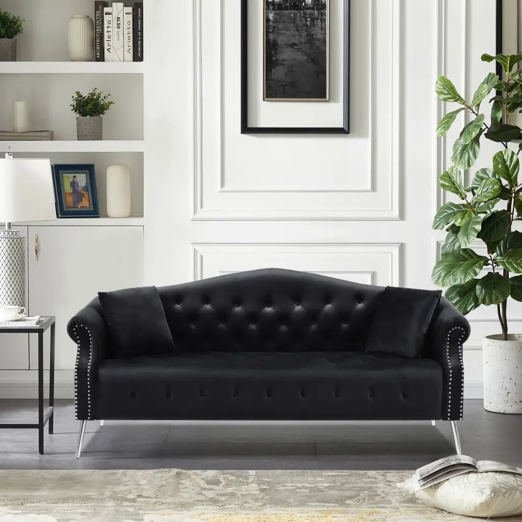 78.7 Inch Chesterfield Velvet Sofa Contemporary Upholstered aijiafurniture