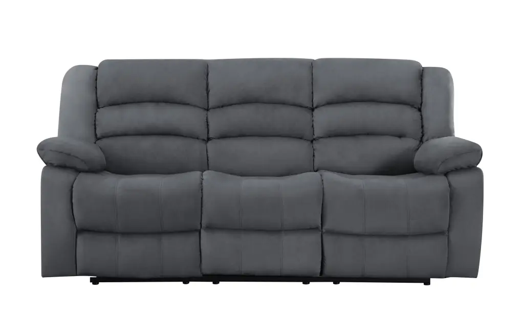 Transitional Microfiber Fabric Upholstered Sofa Gray Foam Cushions global united