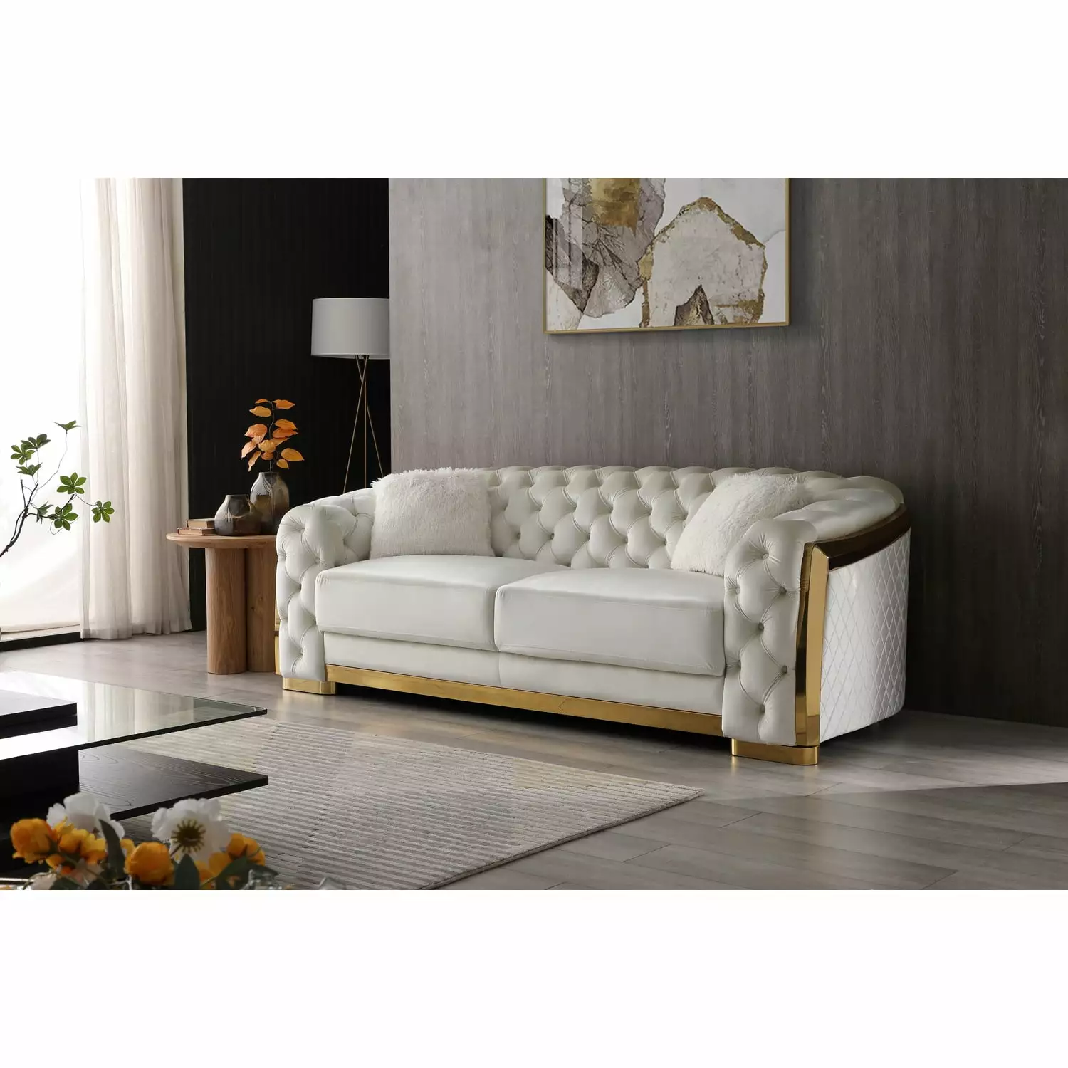 Glory Furniture Lexi Ivory Sofa G0597A-S Contemporary Living Room Couch