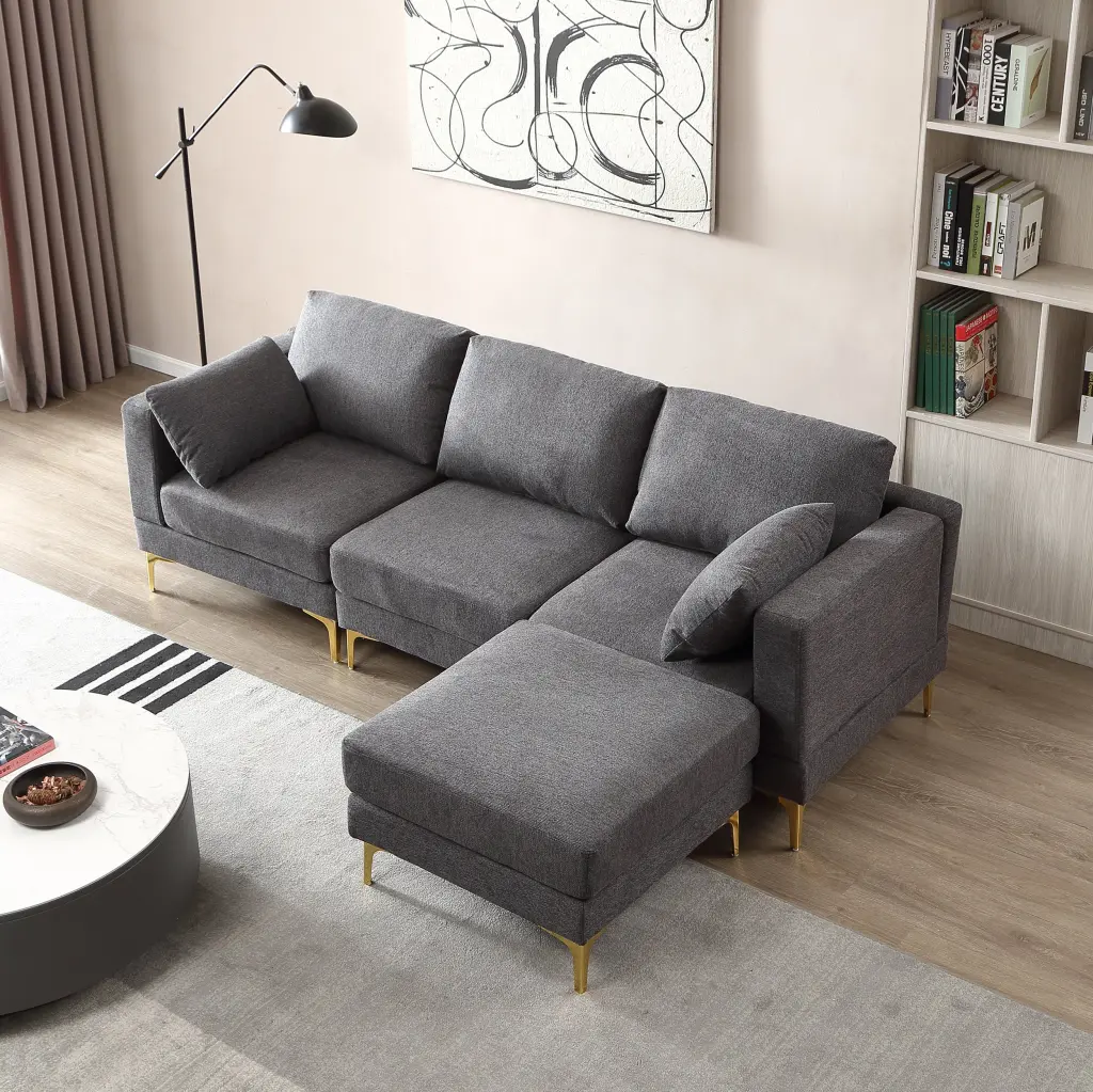 ADF Modern Leisure L Influence Couch Dark Grey Fabric Sofa hdf store