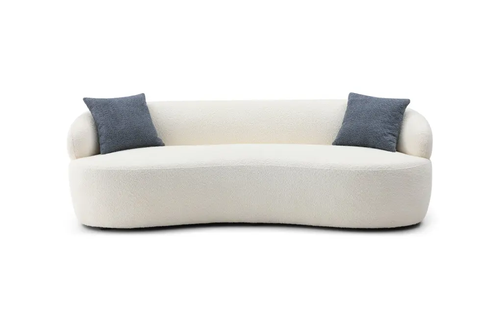 Mid Century Modern Curved 3 Seat Cloud Couch Boucle Sofa Fabric justone interior