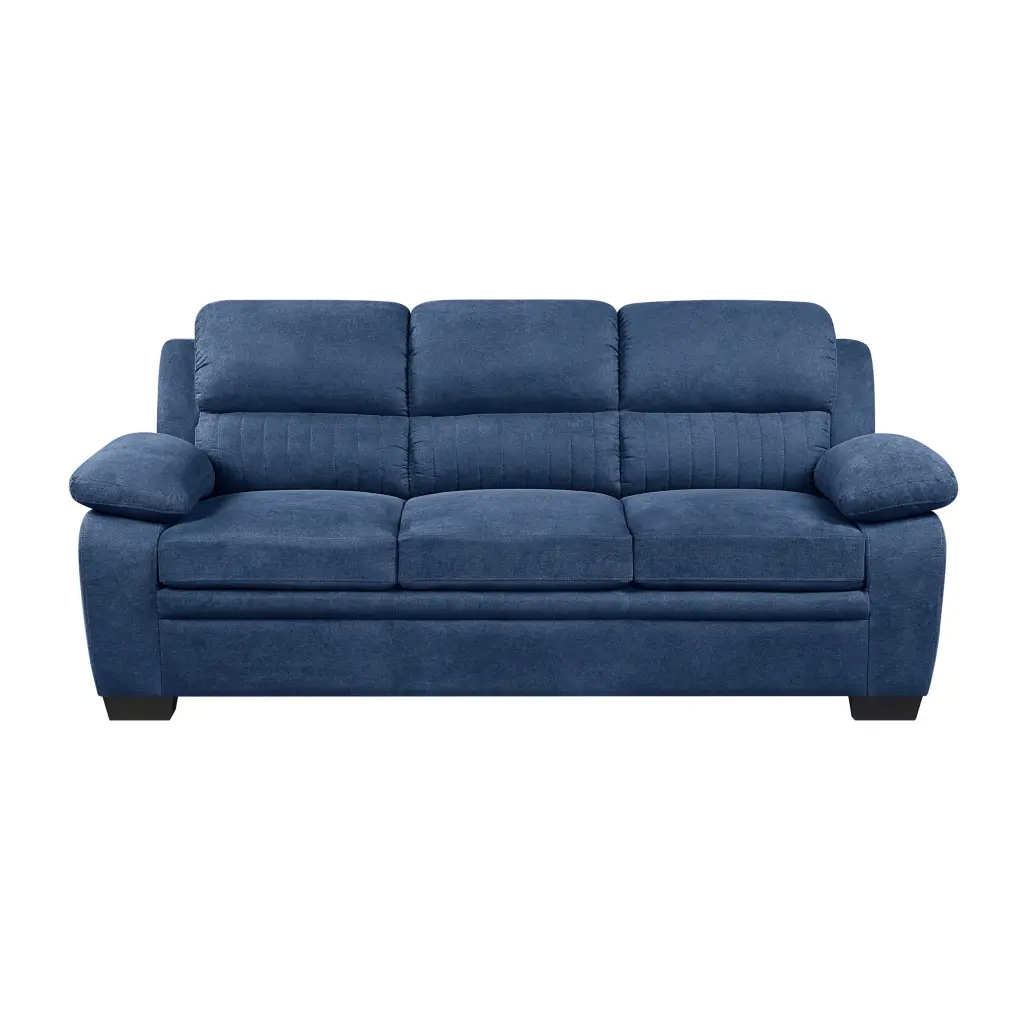 Cozy Plush Seating Sofa 1 Piece Modern Blue Textured Fabric Channel Tufted Design kanepe