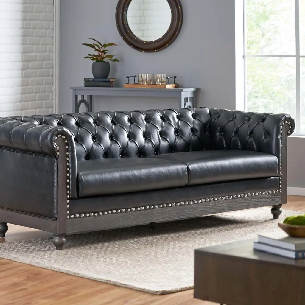 Mirod Comfy 3 Seat Sofa Wooden Legs Retro Style Living Room Furniture nh-mirod