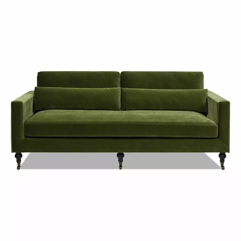 Pemberly Row 84 Track Arm Sofa Caster Turn Legs Olive Green