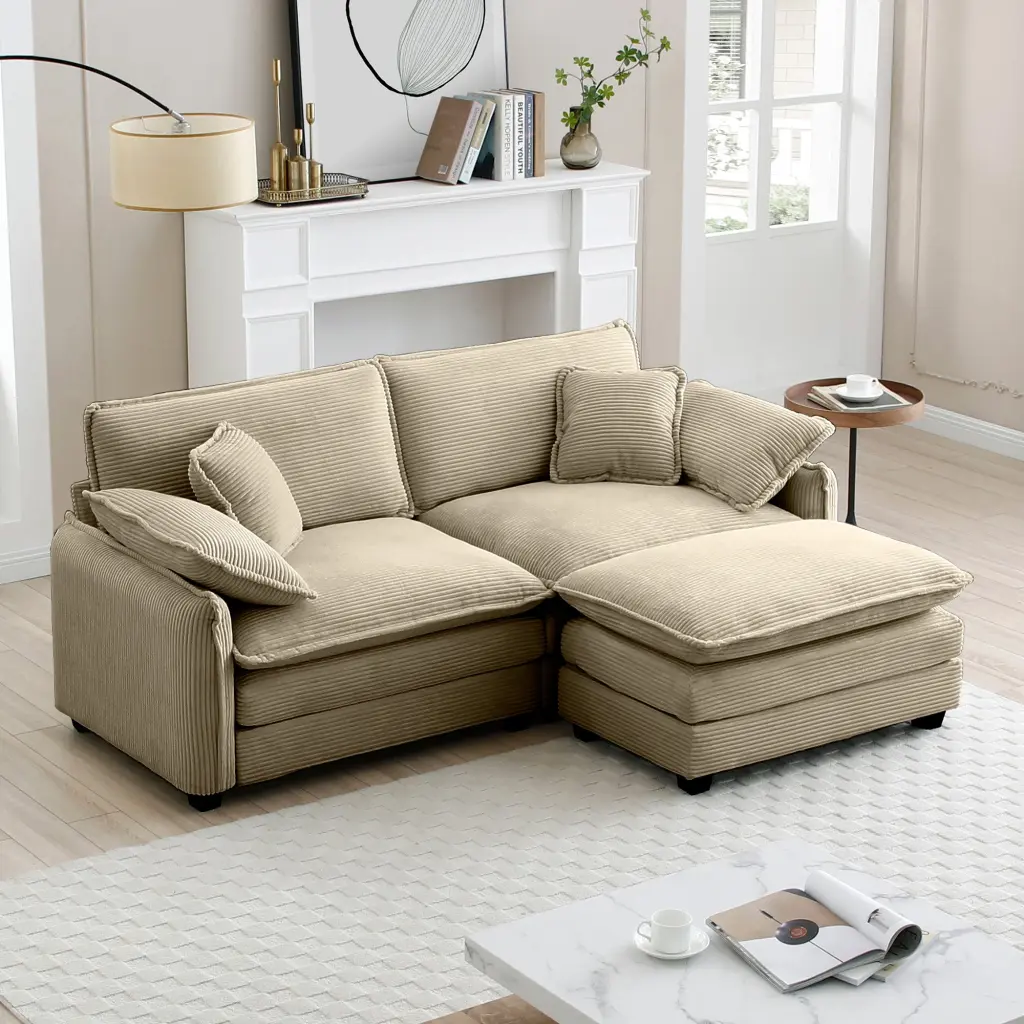 L Shaped Two Seater Sofa Ottoman and Footrest ui furniture