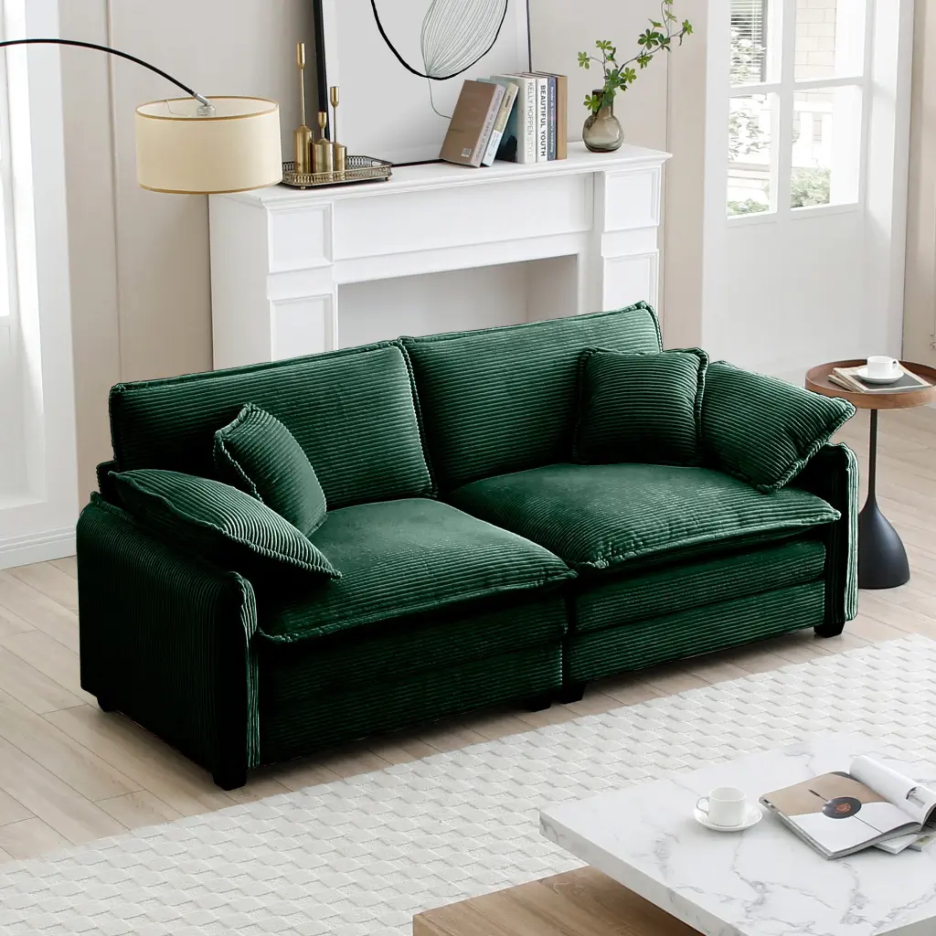 Warm And Comfortable Living Room Sofa 4 Pillows Upholstered Large Deep Seating ui furniture