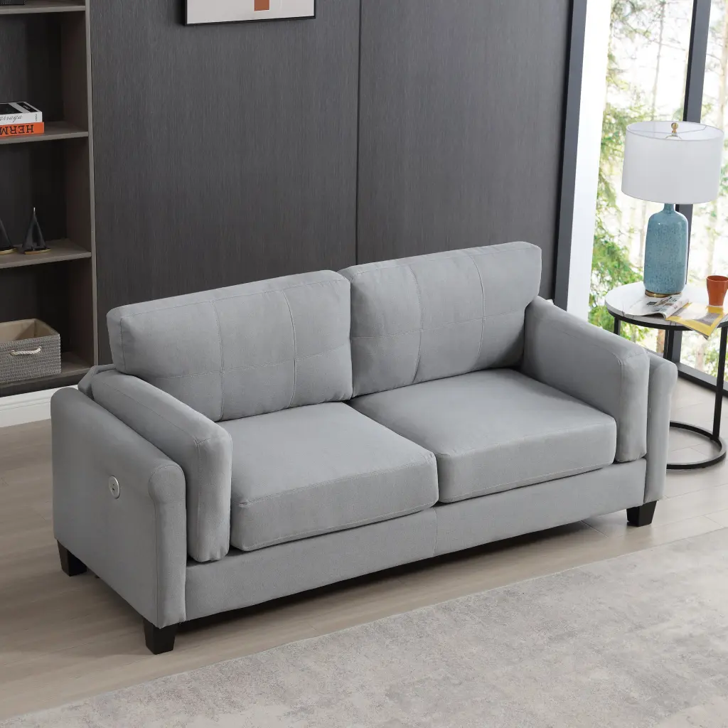 Oversized Button Tufted Linen 3-Seat Sofa Modern Design w2325